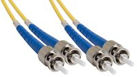 Amphenol FO-DUALSTX2S9-005 ST-ST Duplex Single-Mode Fiber Optic Patch Cable, 9/125 OS1, OFNR, 5 m, 16', Yellow