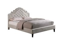 Home Life Premiere Classics Cloth Light Beige Linen 51" Tall Headboard Platform Bed With Slats Queen-Complete Bed 5 Year Warranty Included 023
