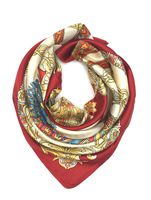 YOUR SMILE Silk Like Scarf Women's Fashion Pattern Large Square Satin Headscarf Red Carriage