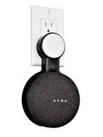 Mount Genie Affordable Essentials Google Home Mini (1st Gen) Outlet Wall Mount Hanger Stand | A Low-Cost Space-Saving Solution (Black, 1-Pack)