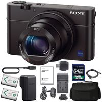 Sony Cyber-Shot DSC-RX100 III Digital Camera (DSCRX100M3/B) + 64GB AOM Pro Kit Combo Bundle - International Version (1 Year AOM Warranty)