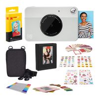 Kodak PRINTOMATIC Digital Instant Print Camera (Grey) with 2ʺx3ʺ Premium Zink Photo Paper (20 Sheets), Soft Camera case, Zink Paper Unique Colorful Stickers & Photo Album Accessories