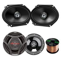 Car Speaker Package Of 2x JVC CS-DR6820 300-Watt 6x8" Inch 2-Way Vehicle Stereo Coaxial Speakers Bundle Combo With 2x CS-DR620 6.5" 300W 2-Way Audio Speakers + Enrock 50 Foot 16 Gauge Speaker Wire