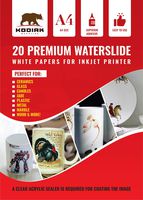 Kodiak Supplies A4 Waterslide Decal Paper INKJET WHITE - 20 Sheets - DIY A4 water slide Transfer WHITE Printable Water Slide Decals A4 20 Sheets (B07HGQPG2C)