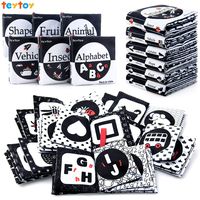 teytoy My First Soft Book, 6 PCS Nontoxic Fabric Baby Cloth Activity Crinkle Soft Black and White Books for Infants Boys and Girls Early Educational Toys Perfect for Baby Shower