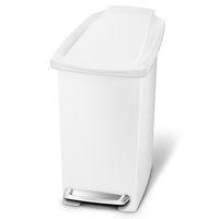 simplehuman 10 Liter / 2.6 Gallon Compact Slim Bathroom or Office Step Trash Can, White Plastic
