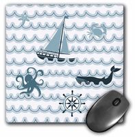 3dRose LLC 8 x 8 x 0.25 Inches Mouse Pad, Marine Life Ocean Nautical Beach Theme Art Octopus (mp_123539_1)