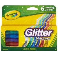 Crayola Glitter Markers, Assorted Colors, Gift, 6 Count