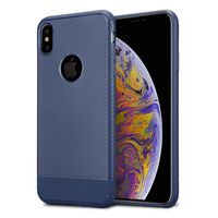Kit Me Out World Carbon Series Case Designed for iPhone Xs Max, Full Matte Slim Fit Flexible TPU Minimal Durable Protection Case Cover Brushed Carbon Fiber Effect (Blue)