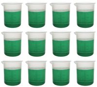 Pack of 12 Beakers, 500ml - Premium Polypropylene - 10ml Raised Graduations, Tapered Spout - Eisco Labs
