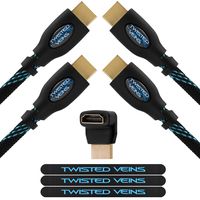 Twisted Veins HDMI Cable 12 ft, 2-Pack, Premium HDMI Cord Type High Speed with Ethernet, Supports HDMI 2.0b 4K 60hz HDR on Most Devices and May Only Support 4K 30hz on Some Devices