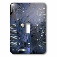 3dRose lsp_161560_1 Blue Computer Chip Macro Photography Microchip Motherboard Electronics Circuits Tech Geek Nerd Single Toggle Switch