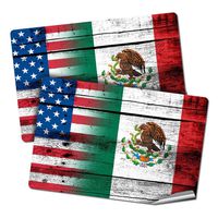 ExpressItBest Two 2"x3" Decals/Stickers with Flag of Mexico - Wood w USA Flag - Long Lasting Premium Quality