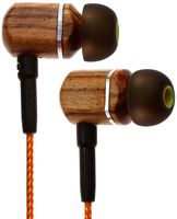 Symphonized MTRX Premium Genuine Wood In-ear Noise-isolating Headphones with Mic and Nylon Cable (Orange Stripe)