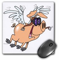 3dRose LLC 8 x 8 x 0.25 Inches Mouse Pad, Funny Flying Pig Flyer Cartoon (mp_104061_1)