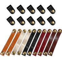 Bememo 20 Pieces Leather Cable Straps Cable Organizer Cord Management Cable Ties for USB Cable Headphone Wire, 2 Sizes (Black Short Straps)