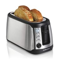 Hamilton Beach 4 Slice Extra Wide Long Slot Stainless Steel Toaster with Keep Warm, Defrost and Bagel Functions, Shade Selector, Toast Boost, Auto-Shutoff and Cancel Button, Black (24810)