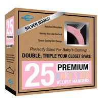 Closet Complete Baby Velvet Hangers, Premium Quality, True-Heavyweight, Virtually-UNBREAKABLE, Ultra-Thin, Space Saving No-Slip, Perfect Size for Babies 0-48 months 360° SPIN, Chrome Hooks, Pink 25pc
