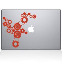 The Decal Guru Steampunk Gears MacBook Decal Vinyl Sticker - 13" MacBook Pro (2015 & Older) - Orange (1184-MAC-13P-P)