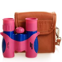 Binoculars for Kids 8x21 High-Resolution Shock-Proof Real Optics - Pu-Leather Crossbody Bag - for Bird Watching Outdoor Camping Hunting Hiking Star Gazing - Best Gift for Children- Present (Pink)