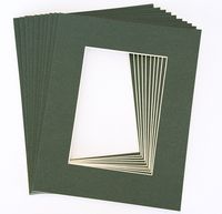 Pack of 10 DARK GREEN 11x14 Picture Mats Matting with White Core Bevel Cut for 8x10 Pictures