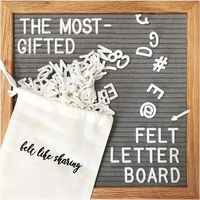 Gray Felt Letter Board 10x10 Inches. Changeable Letter Boards Include 300 White Plastic Letters and Oak Frame.