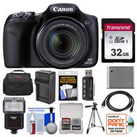 Canon PowerShot SX530 HS Wi-Fi Digital Camera with 32GB Card + Case + Flash + Battery & Charger + Tripod + Kit