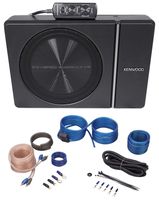 Kenwood KSC-PSW8 8" 250w Slim Under-Seat Powered Car/Truck Subwoofer + Wire Kit