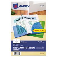 Avery 75308 Small Binder Pockets, Fold-Out, 5 1/2 x 9 1/4, Assorted (Pack of 3)