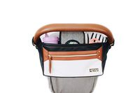 Itzy Ritzy Adjustable Stroller Caddy - Stroller Organizer Featuring Two Built-in Pockets, Front Zippered Pocket and Adjustable Straps to Fit Nearly Any Stroller, Coffee and Cream
