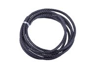 KONMAY 2 Yards 5.0mm Black Genuine Leather Braided Bolo Leather Cord