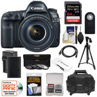Canon EOS 5D Mark IV 4K Wi-Fi Digital SLR Camera & EF 24-105mm f/4L is II USM Lens with 64GB Card + Battery & Charger + Case + 3 Filters + Tripod Kit