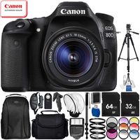 Canon EOS 80D DSLR Camera with 18-55mm Lens 18PC Accessory Bundle - Includes 3 Piece Filter Kit (UV + CPL + FLD + 4PC Macro Filter Set (+1,+2,+4,+10) + MORE