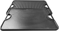 Victoria Rectangular Cast Iron Griddle. Double Burner Griddle, 20 x 14 Inch, Seasoned with 100% Kosher Certified Non-GMO Flaxseed Oil