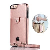Jaorty PU Leather Wallet Case for iPhone 7/8 Necklace Lanyard Case Cover with Card Holder Adjustable Detachable Anti-Lost Neck Strap for 4.7 inch Apple iPhone 7 iPhone 8,Pink