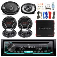JVC KD-R490 Receiver - Bundle Combo with 2 x JVC CS-DR620 300W 6.5" 2-Way Speakers (2 Pairs) + JVC CS-DR693 500W 6x9 3-Way Speakers (Pair) +1000 Watt Amplifier + Enrock Amp Installation Kit