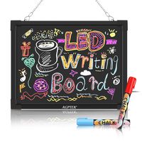 AGPtEK 16-Inch x 12-Inch Flashing Illuminated Erasable Neon LED Message Writing Board Bundle with Fluorescent Pens, Remote Control, USB Controller, Eraser Cloth, Metal Chain and Power Adapter