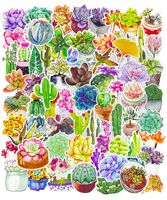 Cute Plant Stickers Cactus Succulents Watercolor Stickers for Water Bottles Cars Scrapbooking Crafts Envelope 70pcs