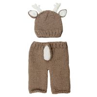 Hartley Deer Hand Knit Newborn Set (Newborn 0-3 Months, Brown)