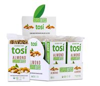 Tosi Organic SuperBites Vegan Snacks, Almond, 2.4oz (Pack of 12), Gluten Free, Omega 3s, Plant Protein Bars with Flax and Chia Seeds