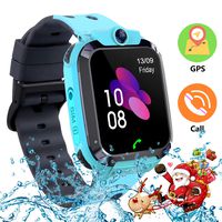 Themoemoe Kids Smartwatch, Smart Watch for Kids for 3-12 Year Old GPS/LBS Tracker with Camera Game Phone Call Compatible with Android iOS (2G Blue)