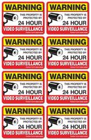 Video Surveillance Sign Reflective Sticker (8 Pack) - Decal Self Adhesive 4 x 3 Inches 4 Mil Vinyl Decal - Indoor & Outdoor Use - UV Protected & Waterproof - Sleek, Rounded Corners
