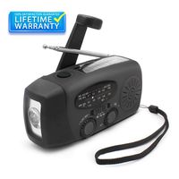 Emergency Hand Crank Radio, Portable Self Powered AM/FM/NOAA Solar Wind Up Weather Radio, with LED Flashlight, USB Rechargeable, 1000mAh Power Bank for Cell Phone Charger Black