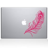 The Decal Guru Peacock Feather MacBook Decal Vinyl Sticker - 11" MacBook Air - Pink (1148-MAC-11A-BG)