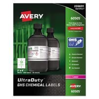 Avery UltraDuty GHS Chemical Labels for Laser Printers, Waterproof, UV Resistant, 2" x 4", 500 Pack (60505), White