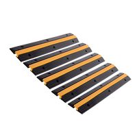 FCOME 5 Pack Rubber Cable Ramp Hose Cable Protector Ramp 1 Channel 11000Lbs Load Capacity Traffic Speed Bump Wires Power Lines Extension Cord Cover for Indoor Outdoor