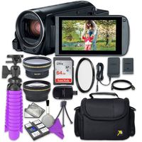 Canon VIXIA HF R82 Camcorder with Sandisk 64 GB SD Memory Card + 2.2X Telephoto Lens + 0.42x Wideangle Lens + Accessory Bundle