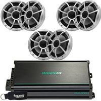 Marine Speaker Bundle - 3 Pairs Wet Sounds Xs-65ic-S Silver 6.5" Speakers & Kicker 45kma300.4 4-Channel Marine Amplifier