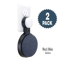 The Mini Genie for Google Nest Mini (2nd Gen) | Multi-Pack Disc. | Lowest Profile | No Ugly Bulk | Vertical or Horizontal | Outlet Wall Mount Hanger Stand (Black, 2-Pack)