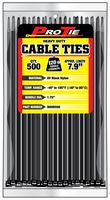 Pro Tie B8HD500 7.9-Inch Heavy Duty Standard Cable Tie, UV Black Nylon, 500-Pack